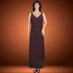 CATERINA COLLECTION size 6 brown sleeveless fit/flare long gown 100% polyester
